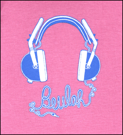 pink with blue headphones